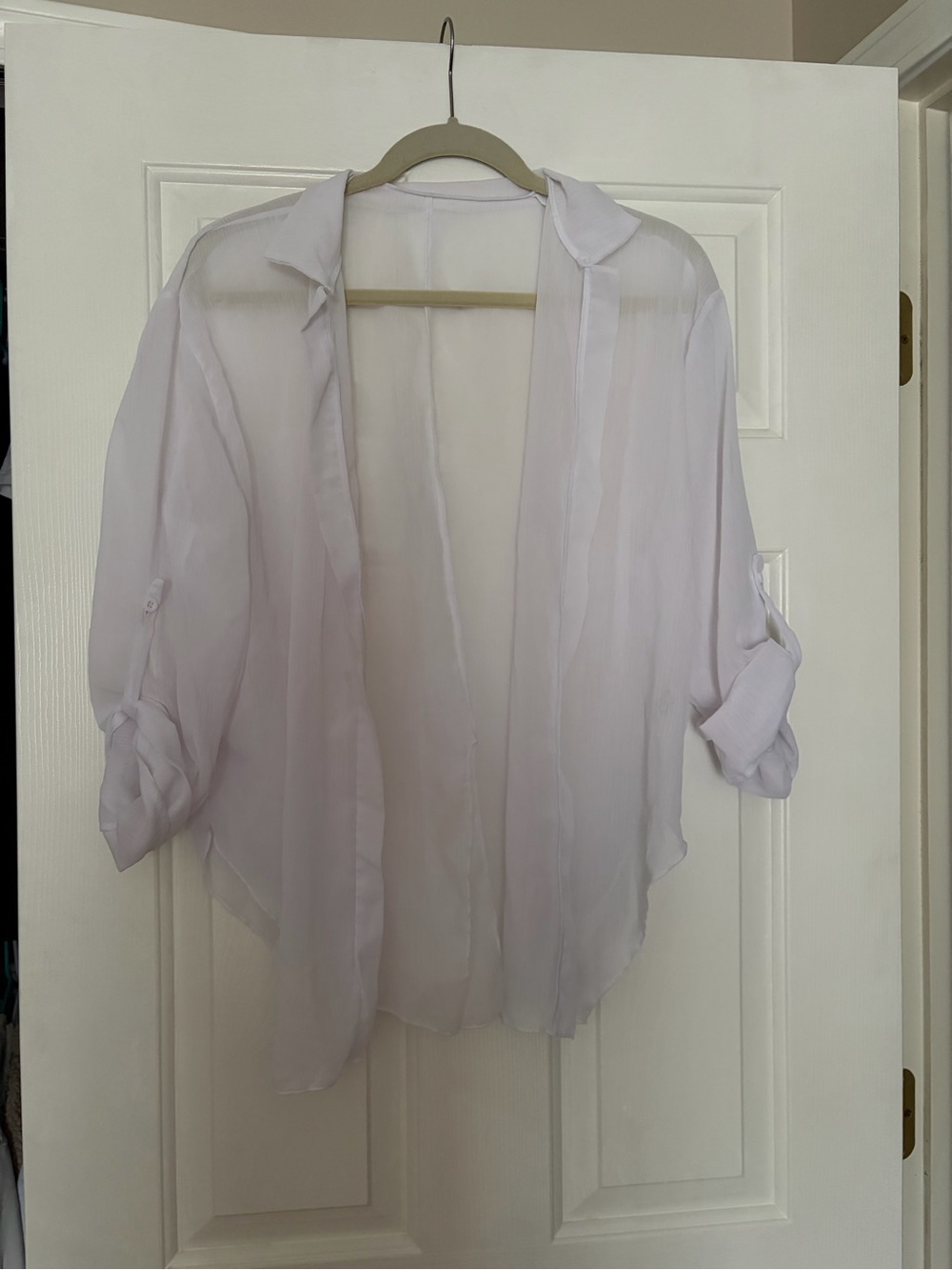 SHEIN Lightweight White Sheer Open-Front Women's Top